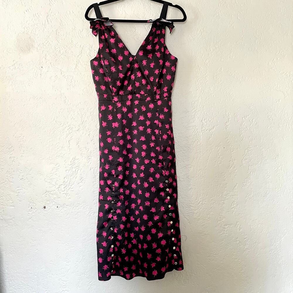 Prabal Gurung Collective Sleeveless Floral Tulip Ruffle Midi Dress V-Neck sz 4 - Picture 3 of 10